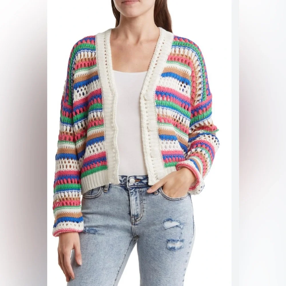 Vigoss Multicolor Striped Cardigan Size L NWT